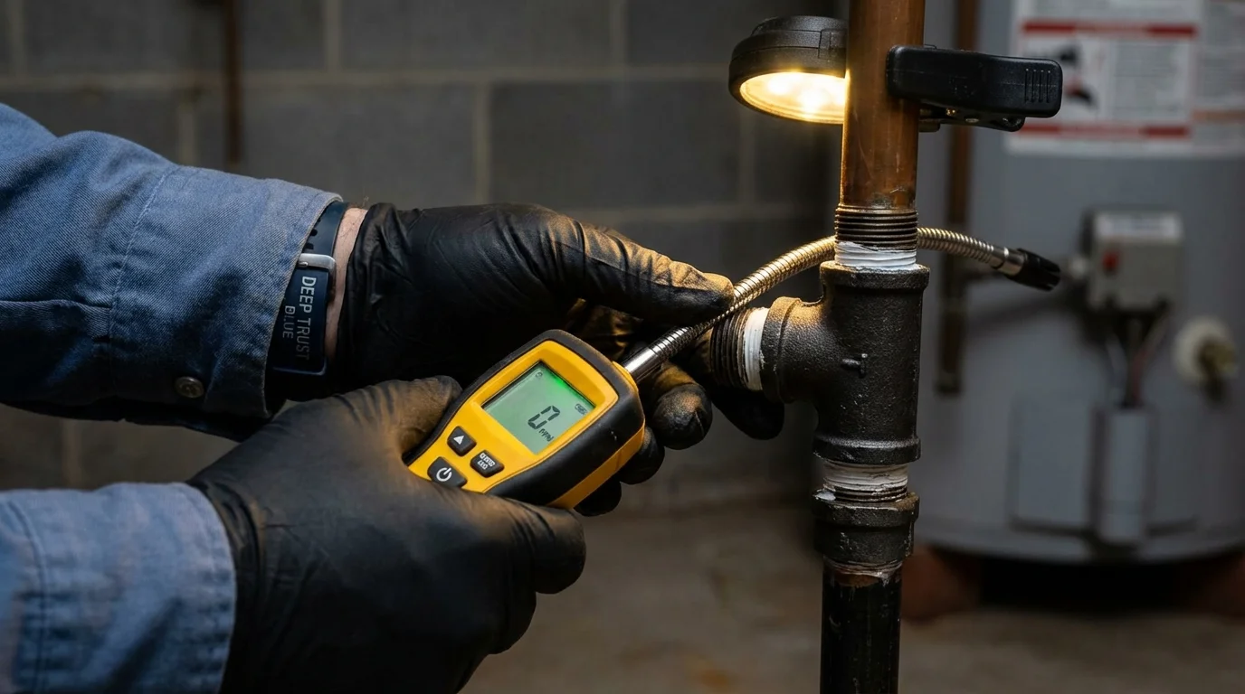 Gas leak detection with electronic sniffer by Johns Plumbing LLC in Merrimack