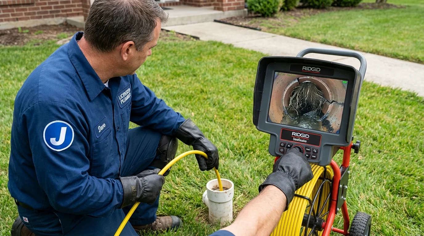 Sewer camera inspection being performed by Johns Plumbing LLC in Merrimack
